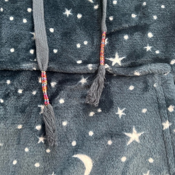 Wildfox Moon & Stars Blue Celestial Fleece Hoodie Plush Sleep Loungewear Sz S/M - Picture 6 of 9